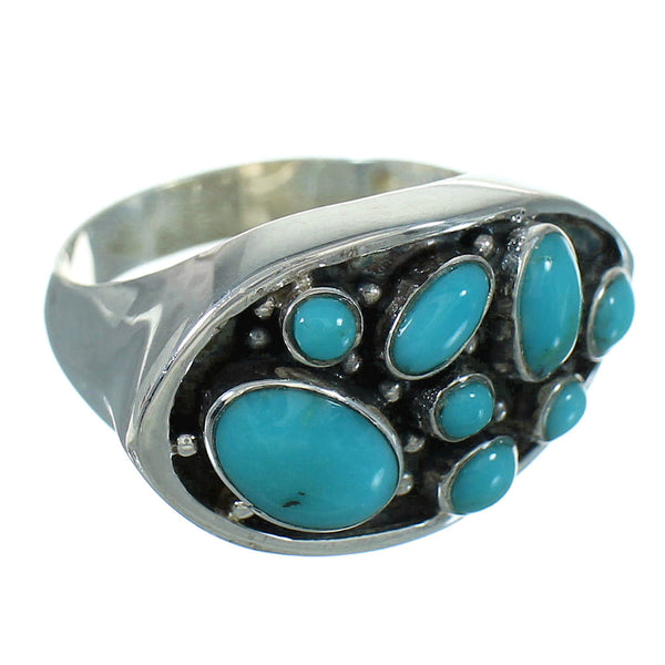 Turquoise Southwest Sterling Silver Ring Size 7-1/2 QX84662